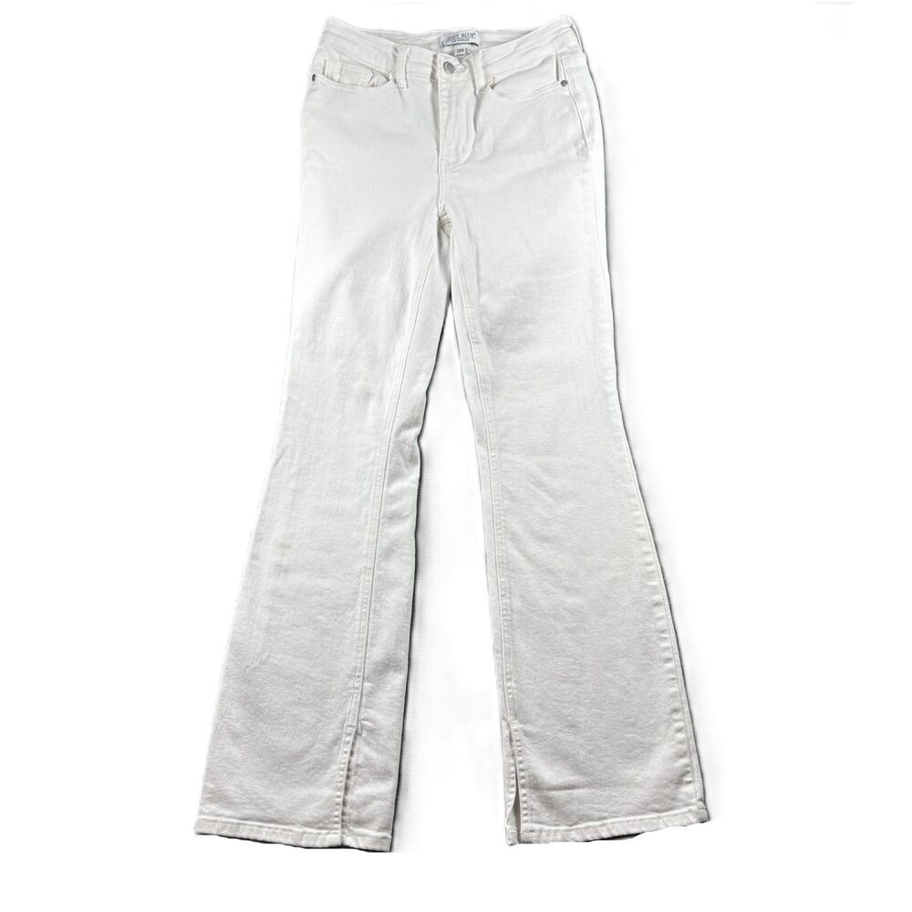 Judy Blue Women Jeans Lila Mid Rise Split Hem Bootcut Stretch White 7/28 P185